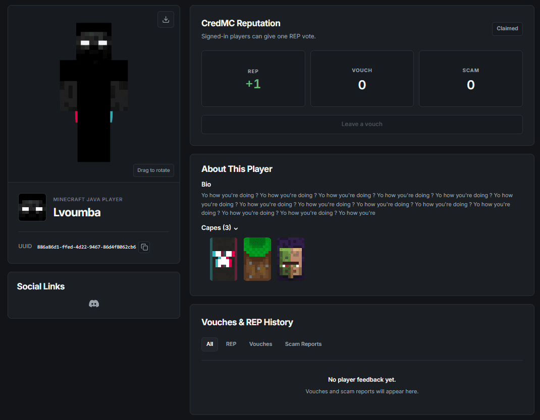 CredMC player profile preview